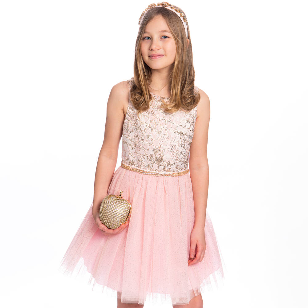 David Charles-Розовое платье с бантиками на спине | Childrensalon Outlet