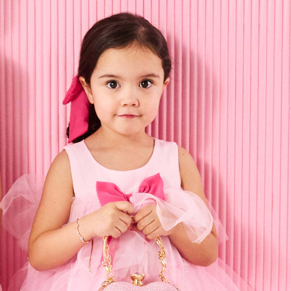 David Charles-Girls Pink Clover Charm Bracelet | Childrensalon Outlet