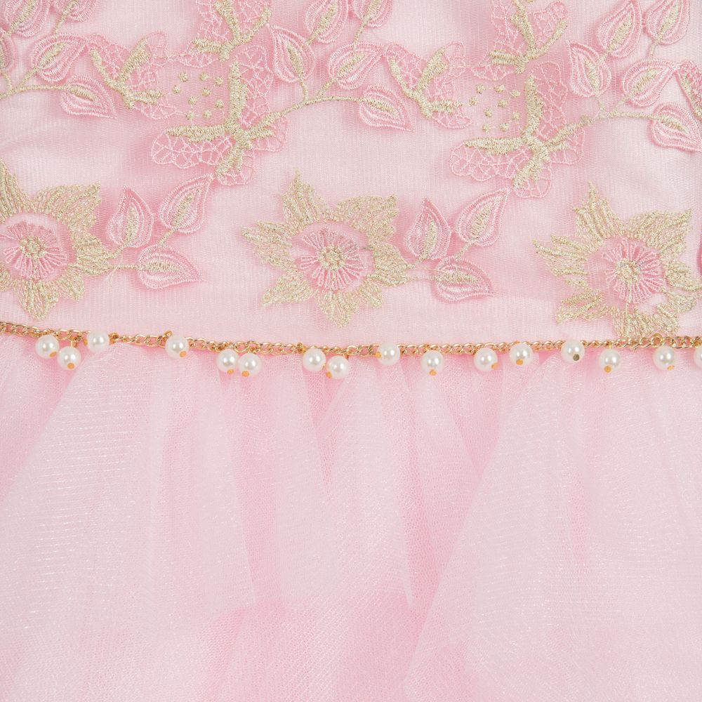 David Charles-Girls Pink Embroidered Dress | Childrensalon Outlet