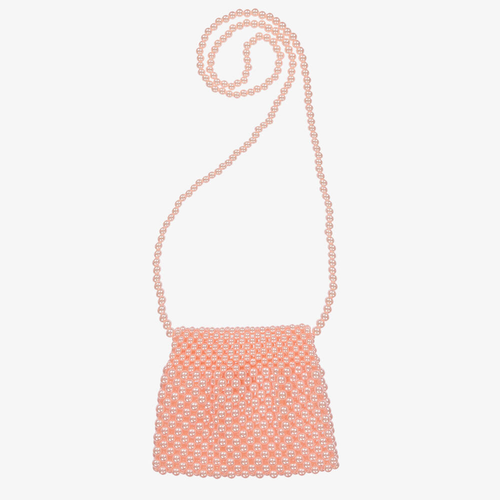 David Charles-Girls Pink Faux Pearl Bag (15cm) | Childrensalon Outlet