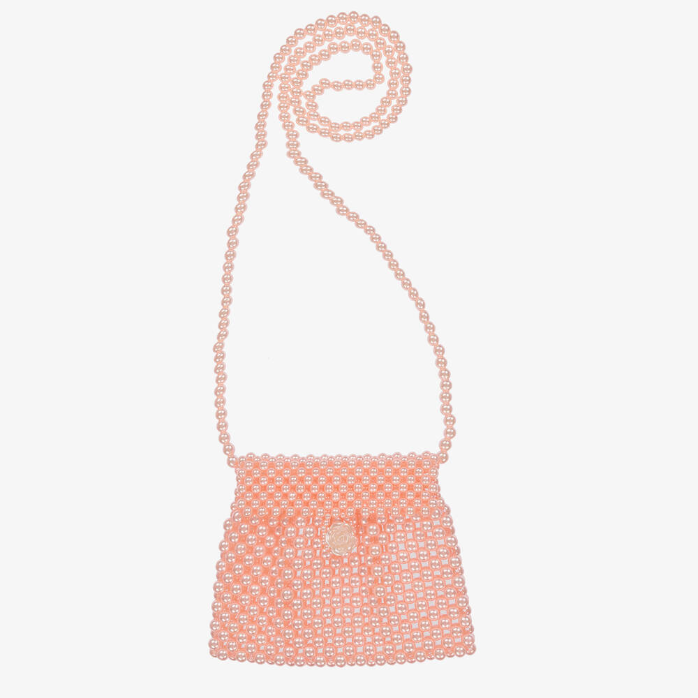 David Charles - Rosa Tasche mit Kunstperlen (15 cm) | Childrensalon