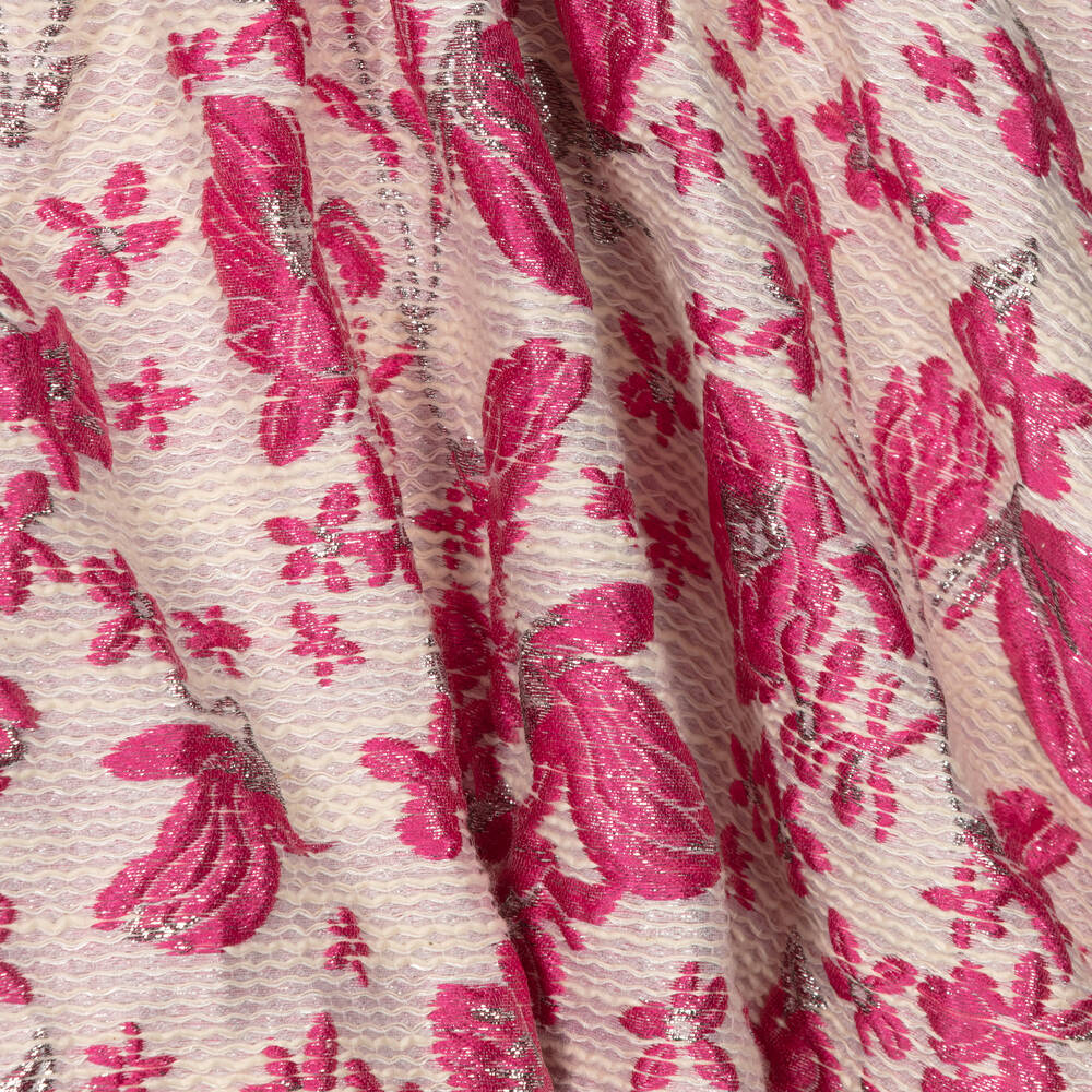 David Charles-Girls Pink Floral Cotton Brocade Dress | Childrensalon Outlet