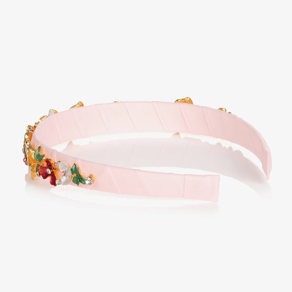 David Charles-Girls Pink Floral Hairband | Childrensalon Outlet
