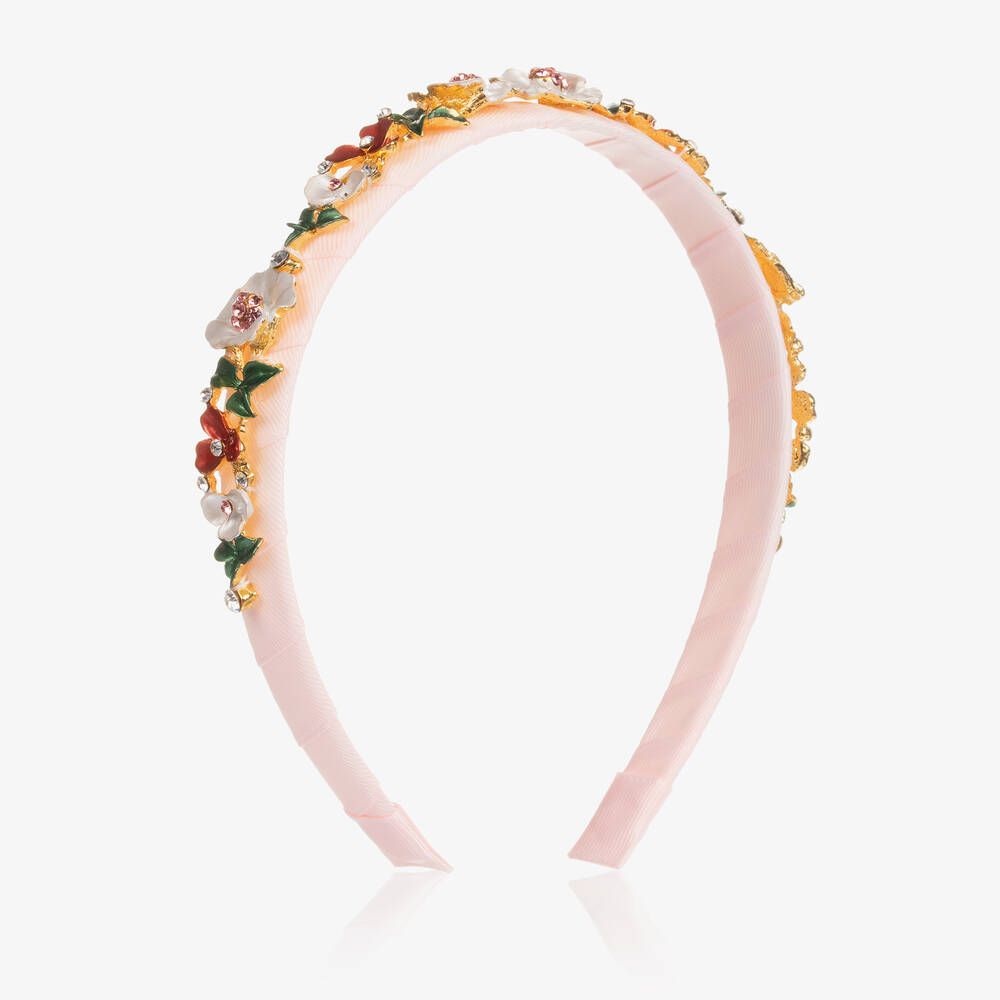 David Charles - Girls Pink Floral Hairband | Childrensalon