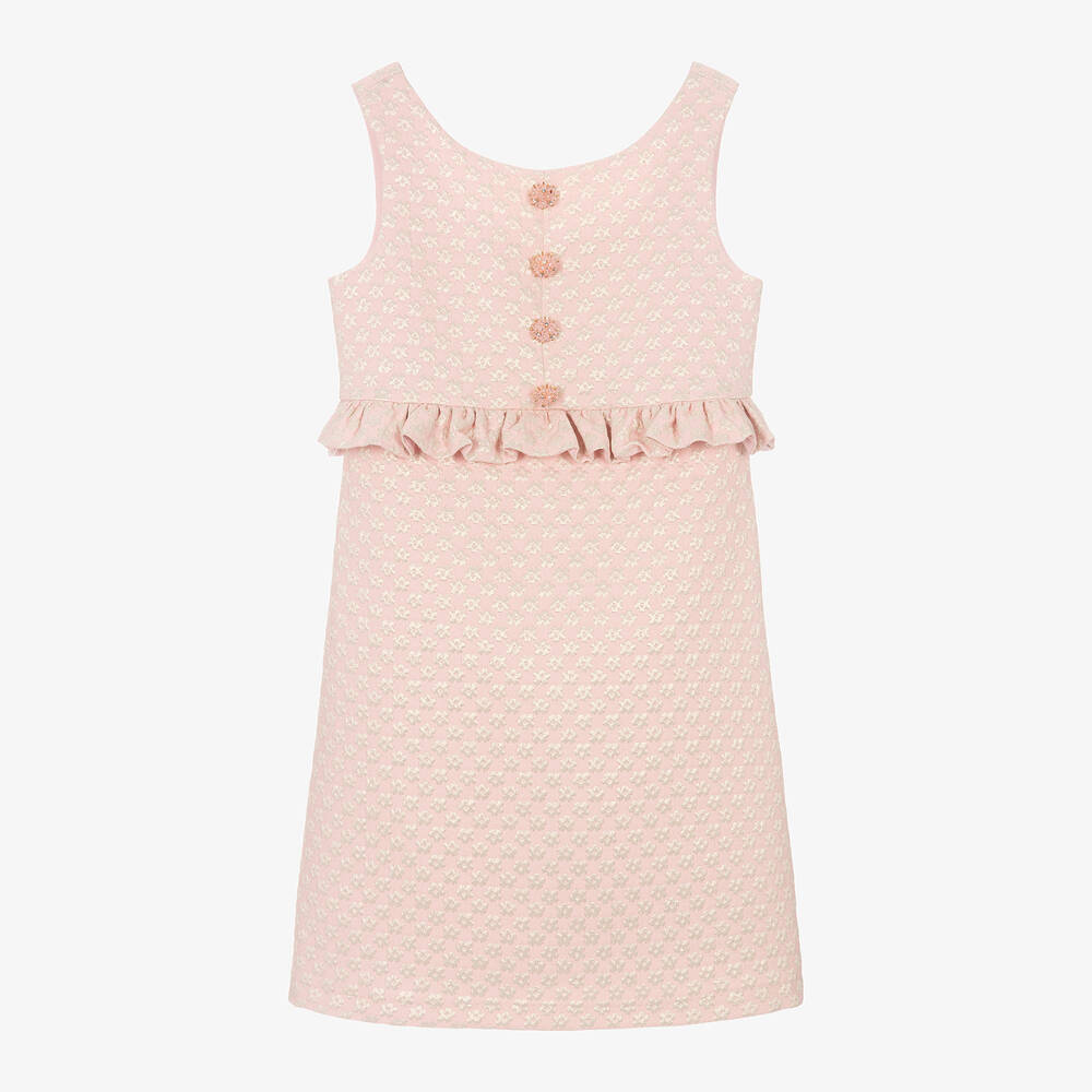 David Charles-Girls Pink Floral Jacquard Dress | Childrensalon Outlet