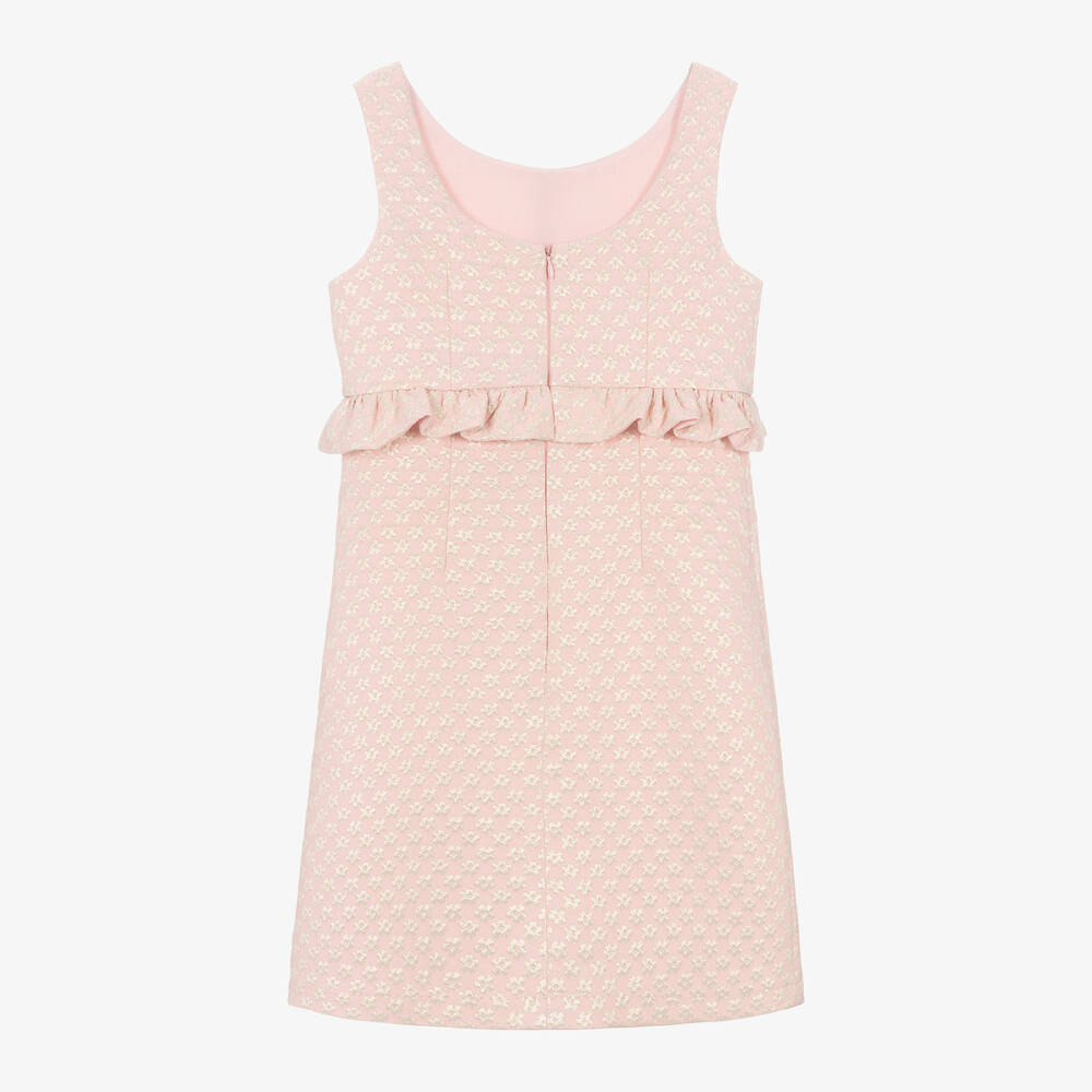 David Charles-Girls Pink Floral Jacquard Dress | Childrensalon Outlet