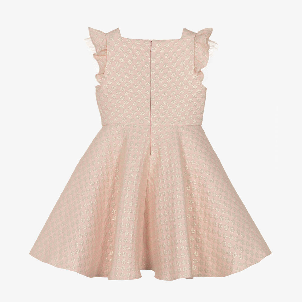 David Charles-فستان جاكارد لون زهري بنقشة ورود | Childrensalon Outlet