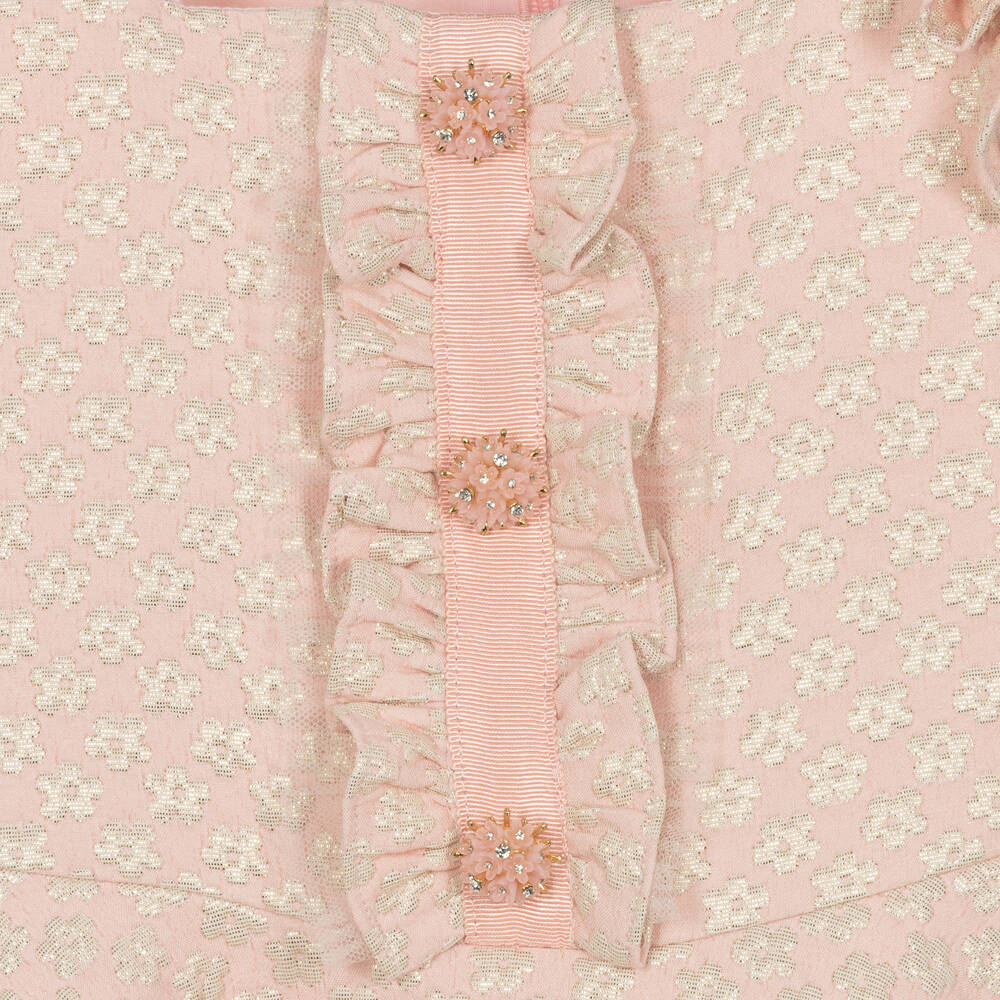 David Charles-فستان جاكارد لون زهري بنقشة ورود | Childrensalon Outlet