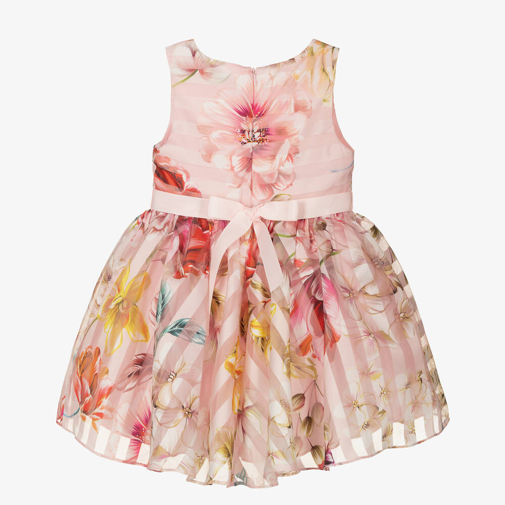 David Charles-Розовое платье из органзы с цветами | Childrensalon Outlet