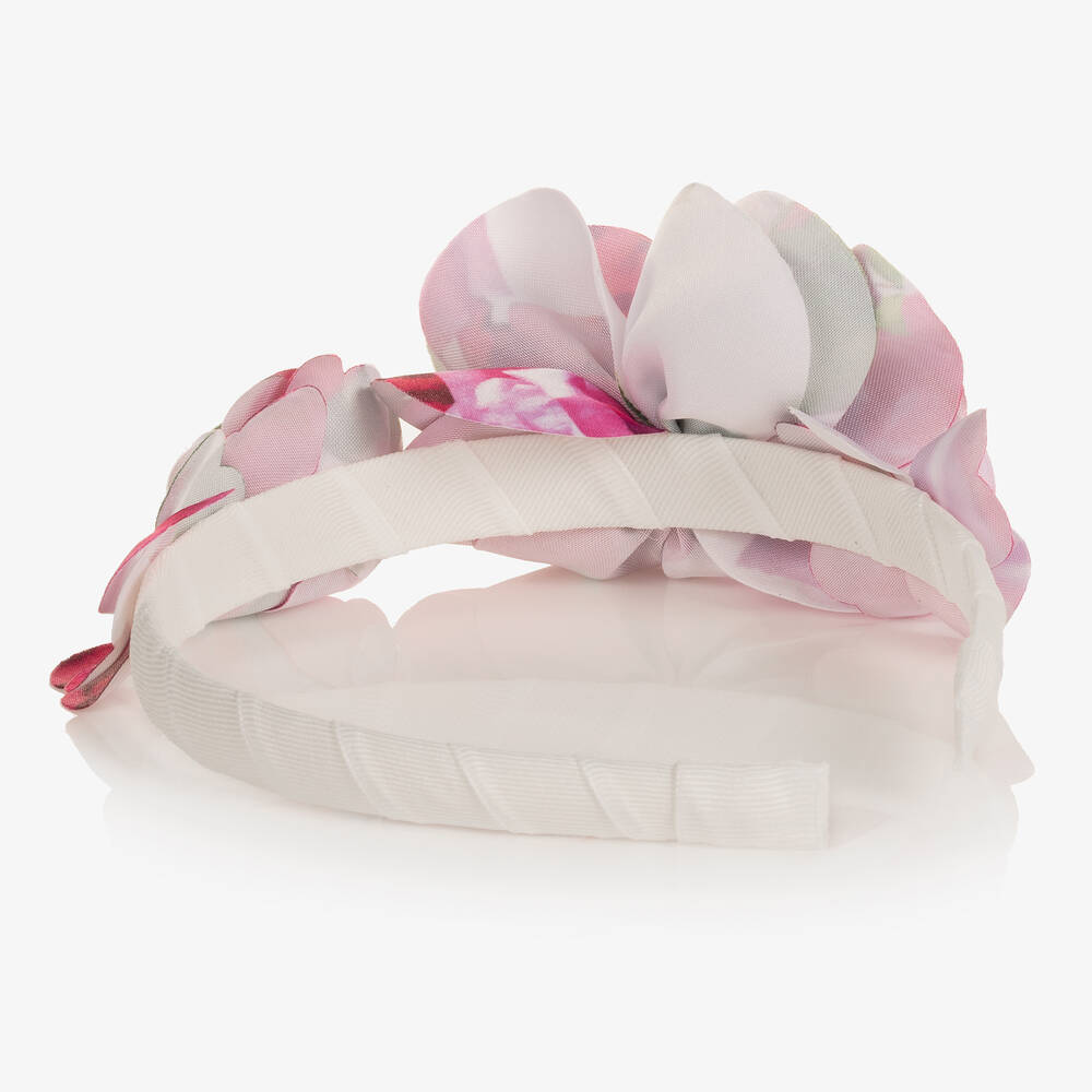 David Charles-Girls Pink Floral Print Hairband | Childrensalon Outlet