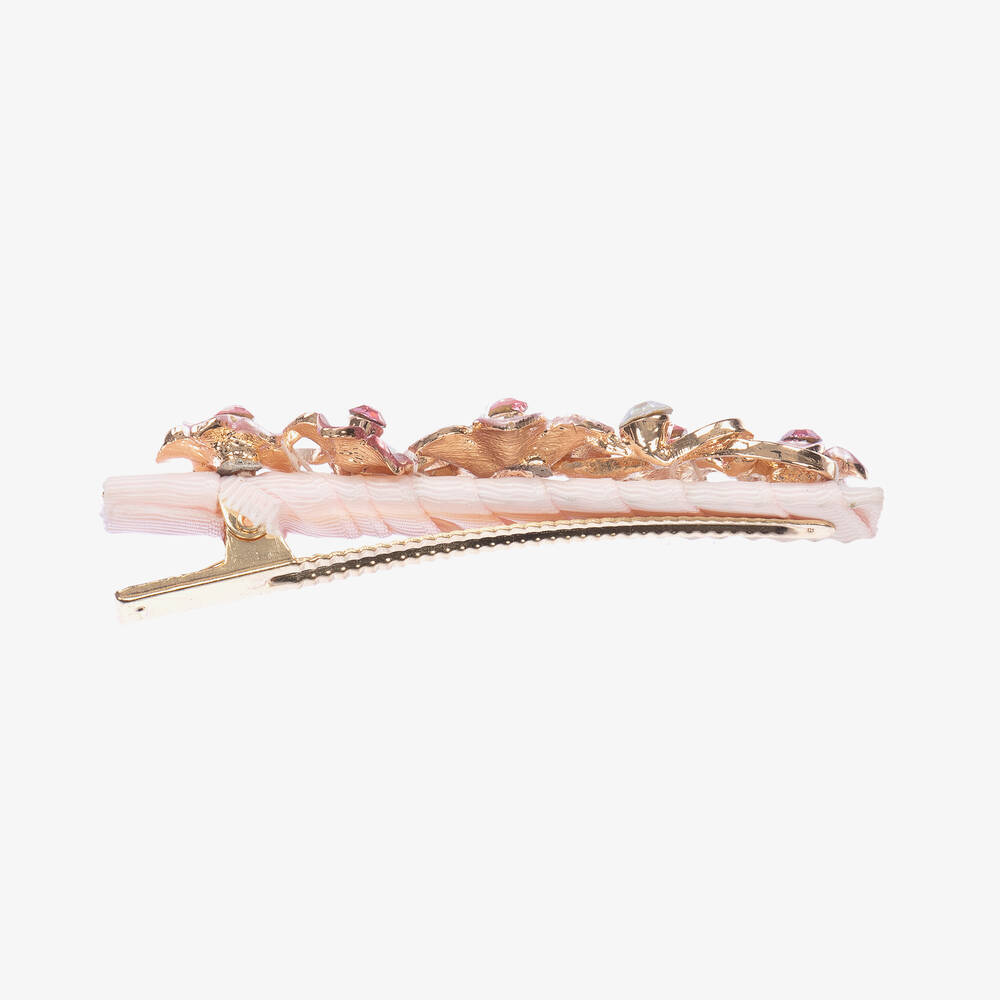 David Charles-Girls Pink Flowers Hair Clip (9cm) | Childrensalon Outlet