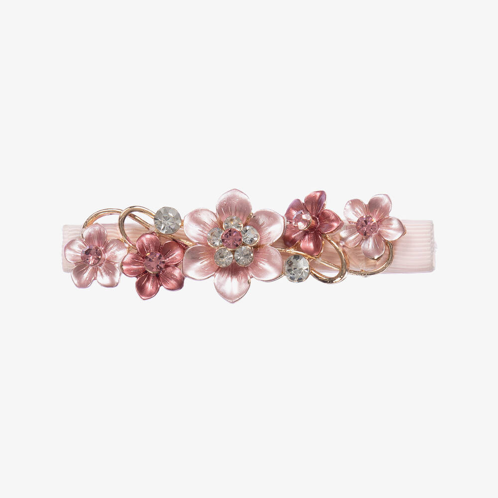 David Charles - Barrette rose à fleurs fille (9cm) | Childrensalon