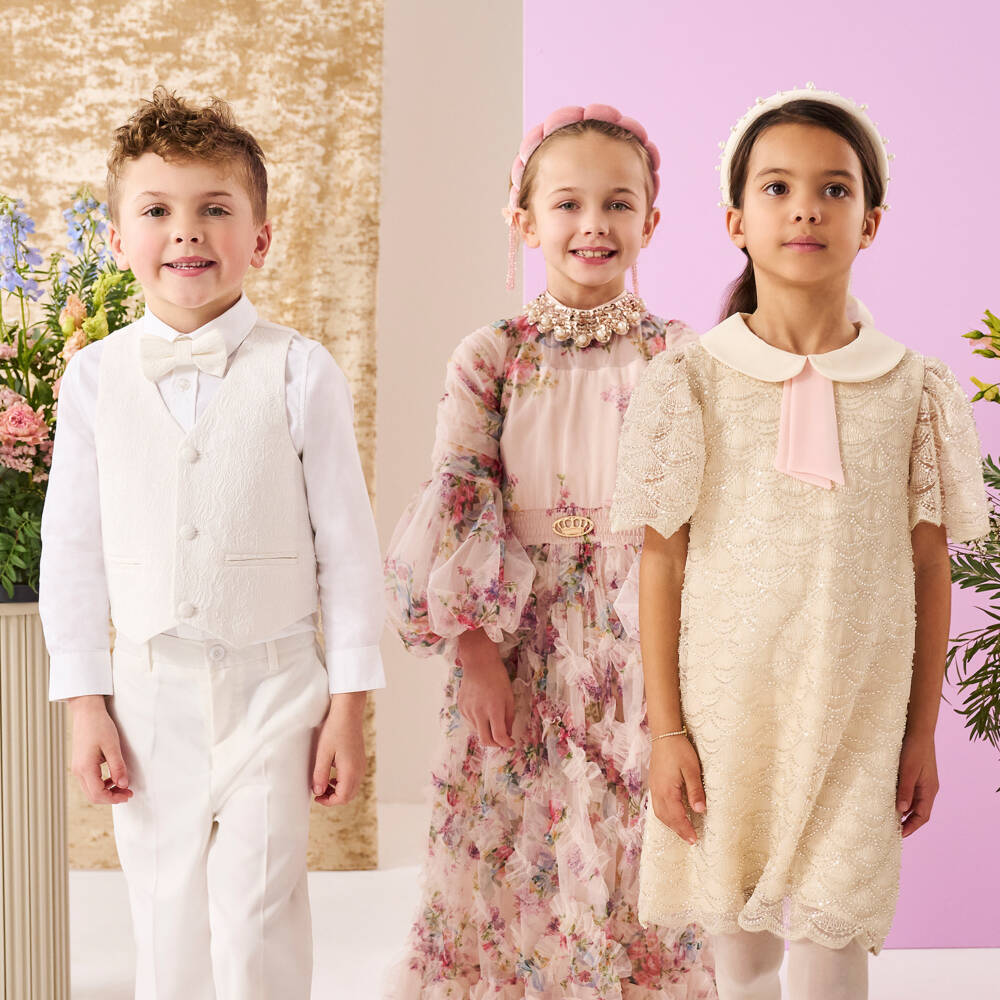 David Charles-Girls Pink & Gold Clover Jewel | Childrensalon Outlet