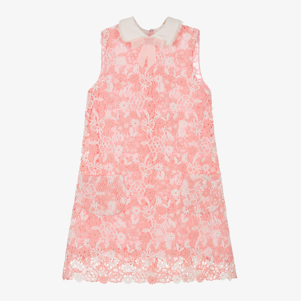 David Charles-Girls Pink Lace Dress | Childrensalon Outlet