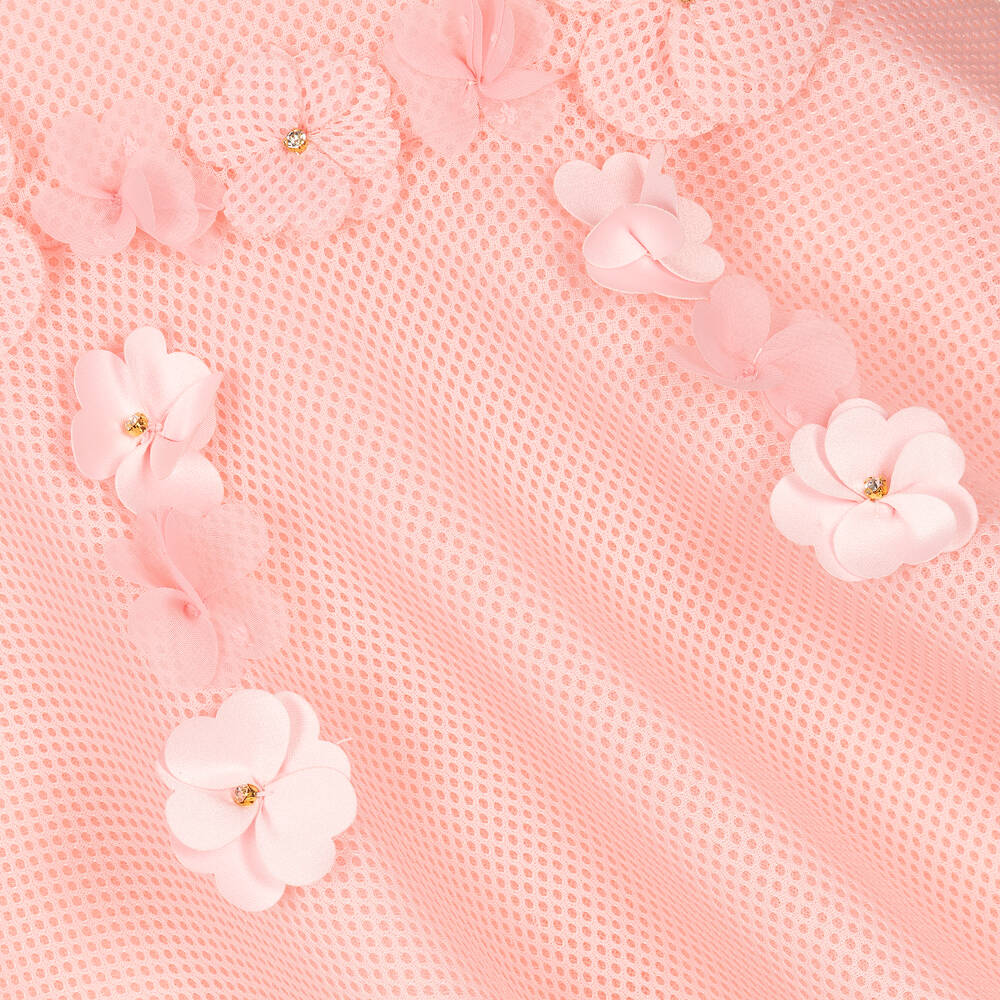 David Charles-Розовое сетчатое платье с цветами | Childrensalon Outlet