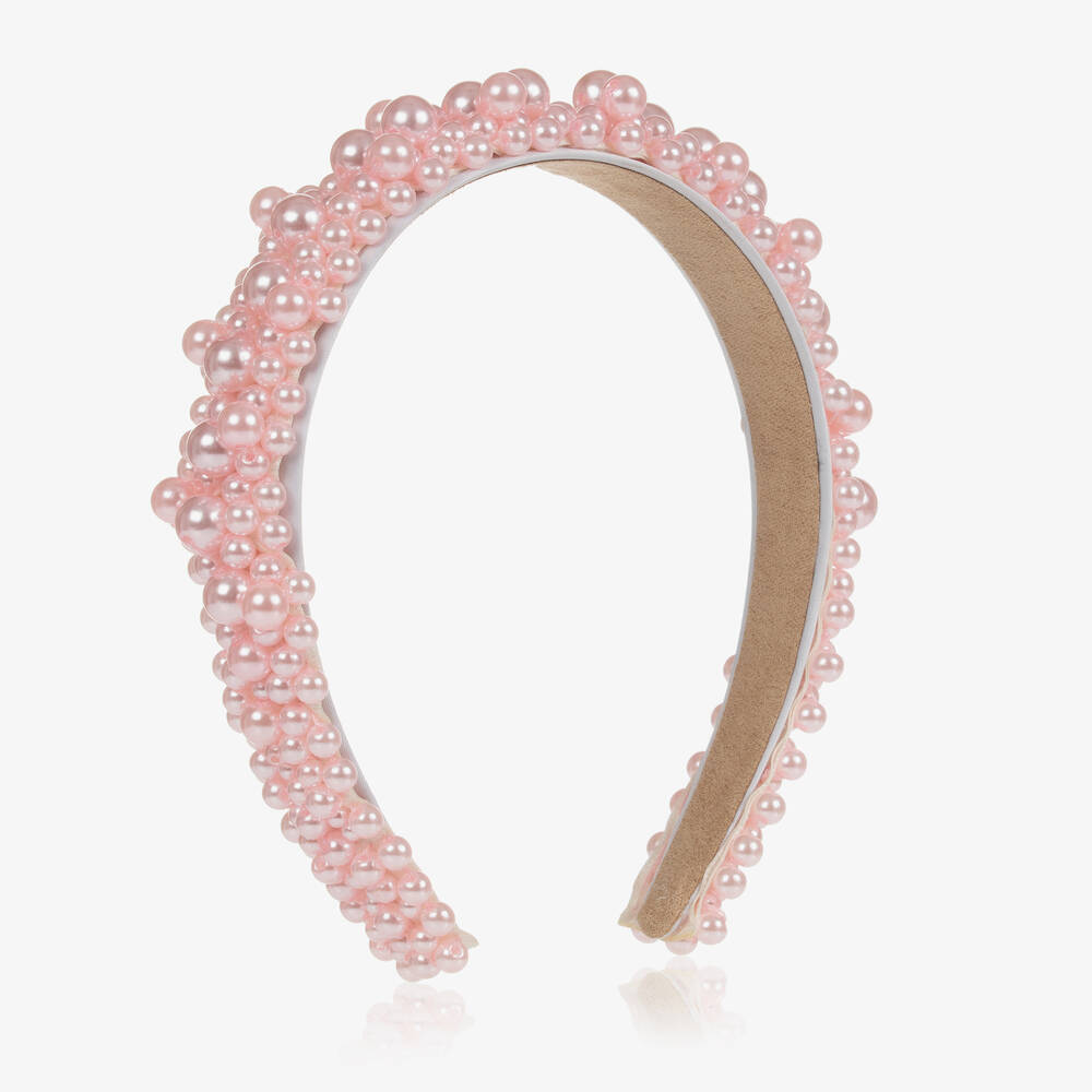 David Charles - Girls Pink Pearl Hairband | Childrensalon