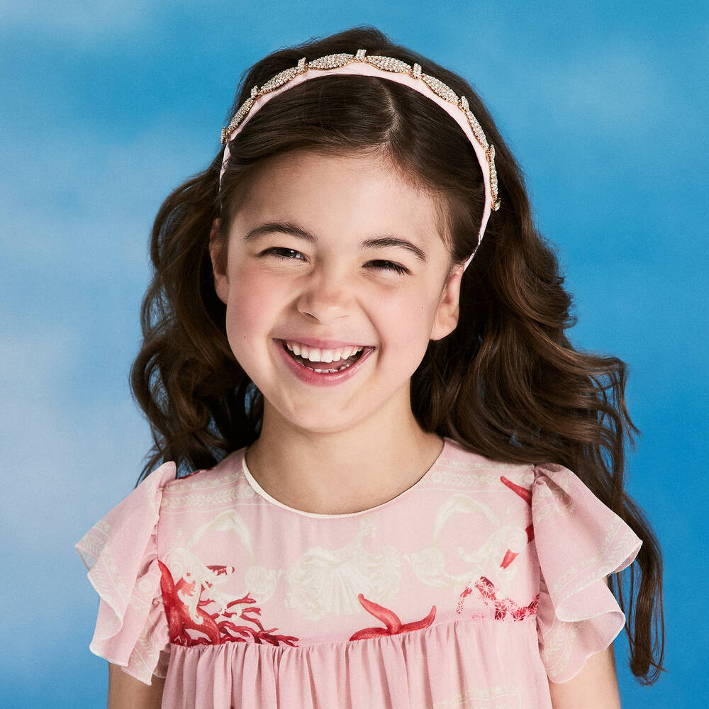 David Charles-Girls Pink & Silver Crystals Hairband | Childrensalon Outlet