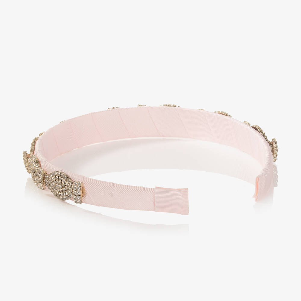 David Charles-Girls Pink & Silver Crystals Hairband | Childrensalon Outlet