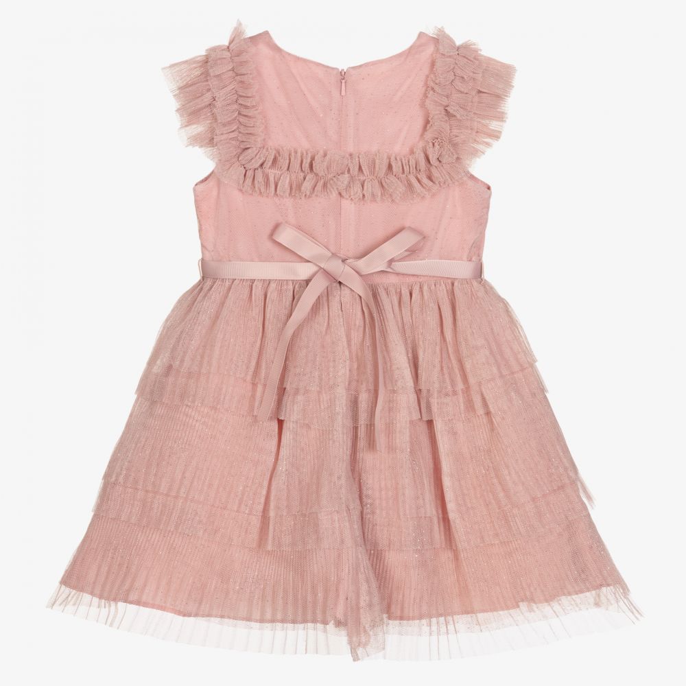 David Charles-Розовое плиссированное платье из тюля для девочек | Childrensalon Outlet