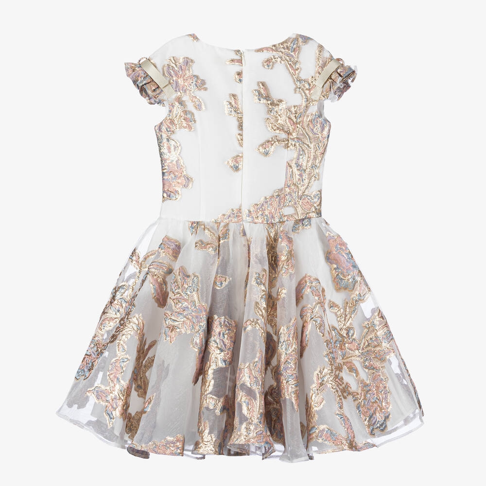 David Charles-Фиолетово-золотистое платье из органзы | Childrensalon Outlet