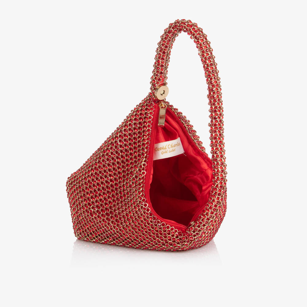 David Charles-Girls Red Rhinestones Bag (15cm) | Childrensalon Outlet