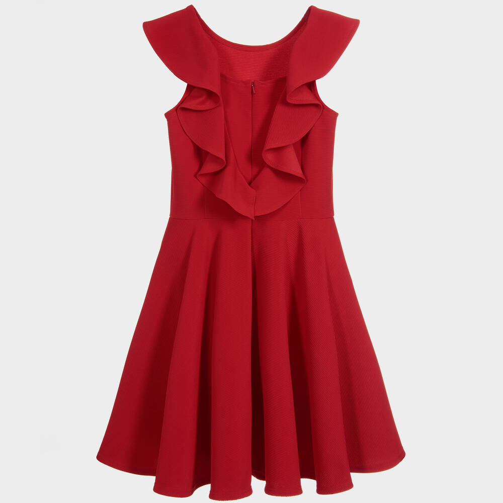 David Charles-Girls Red Ruffle Dress | Childrensalon Outlet