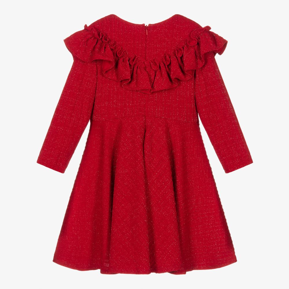 David Charles-Girls Red Ruffle Dress | Childrensalon Outlet