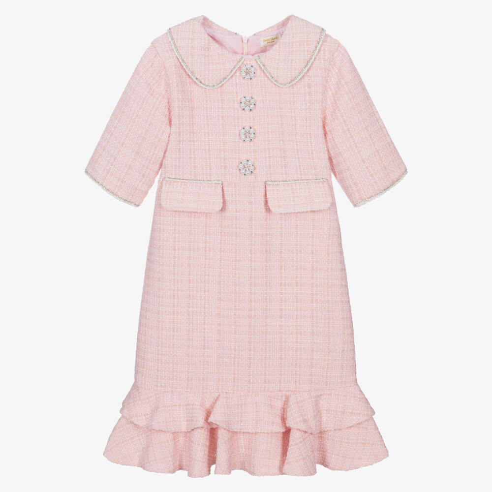 David Charles-Платье из розового твида для девочек | Childrensalon Outlet