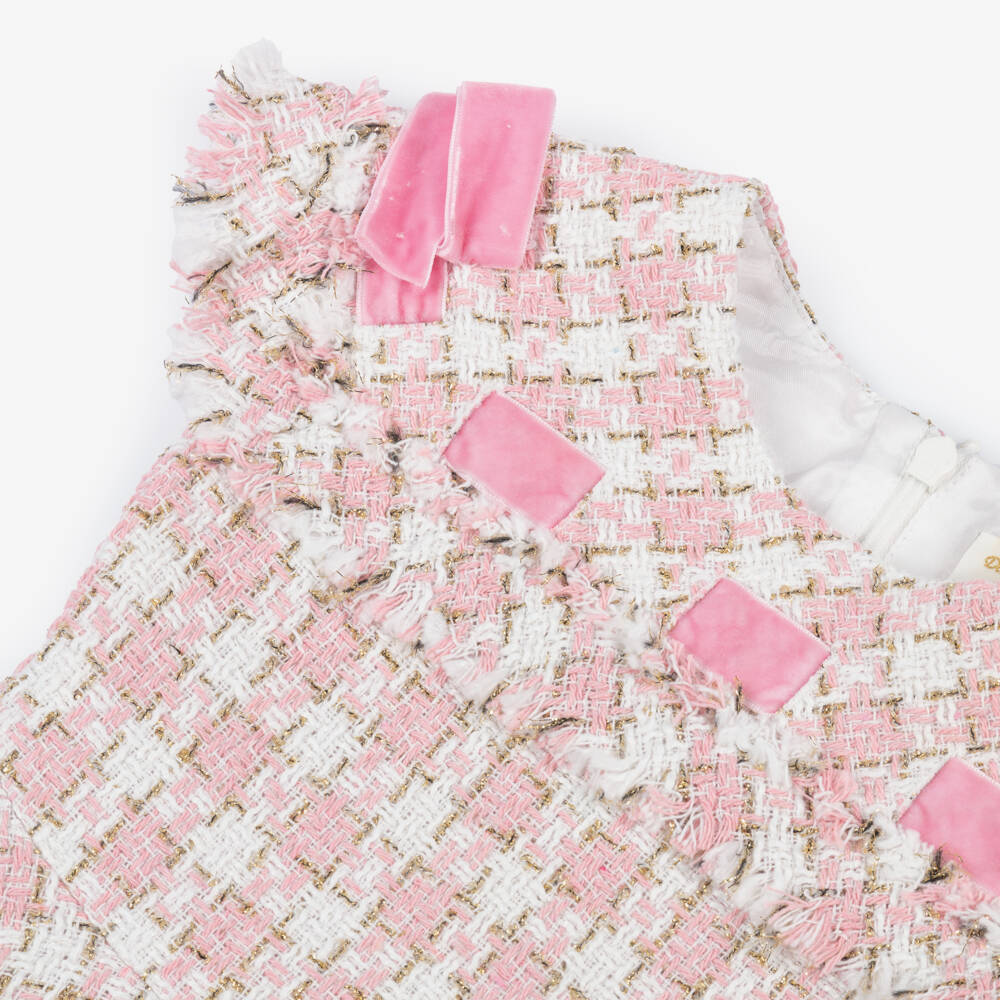 David Charles-Платье из розового твида для девочек | Childrensalon Outlet