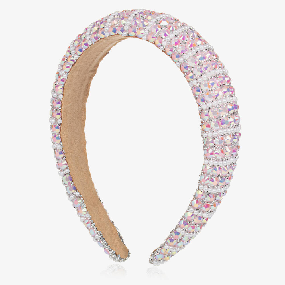 David Charles-Girls Shimmering Pink Gem Headband | Childrensalon Outlet