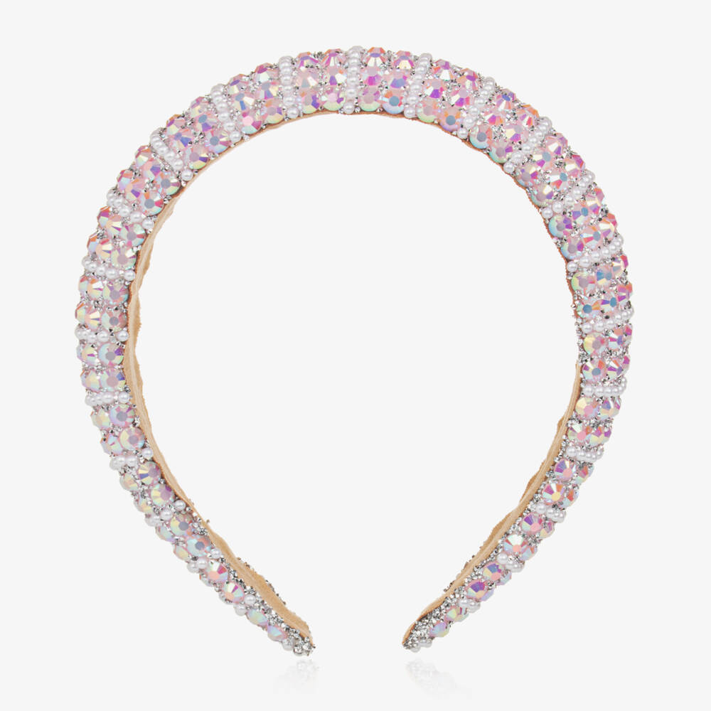 David Charles-Girls Shimmering Pink Gem Headband | Childrensalon Outlet