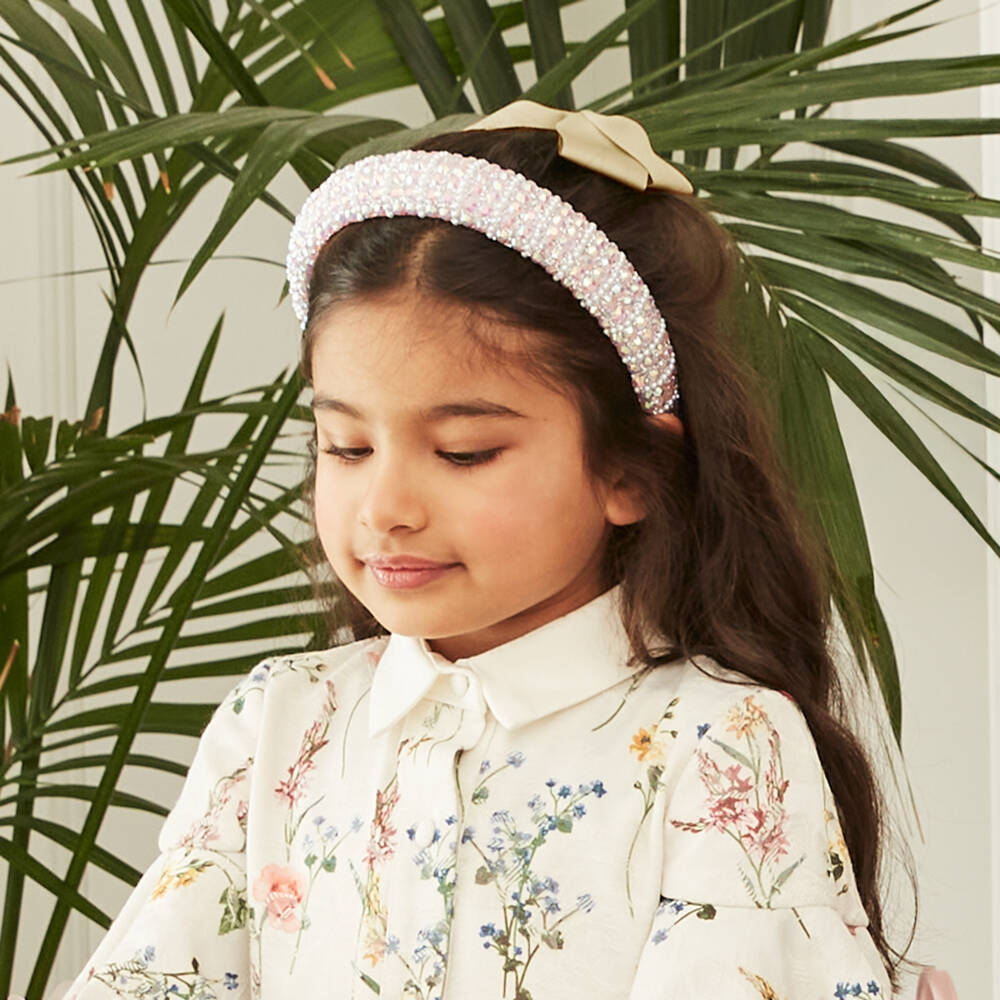 David Charles-Girls Shimmering Pink Gem Headband | Childrensalon Outlet