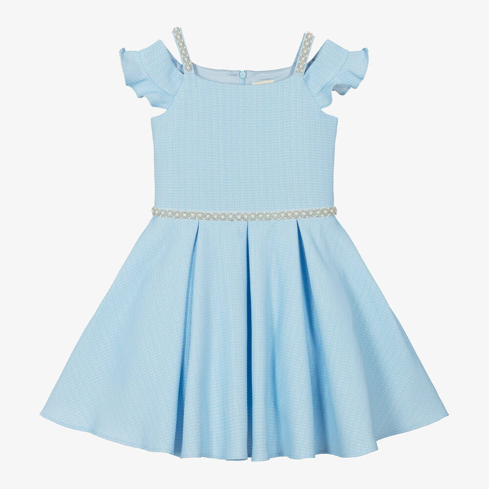 David Charles-Girls Shimmery Blue Dress | Childrensalon Outlet