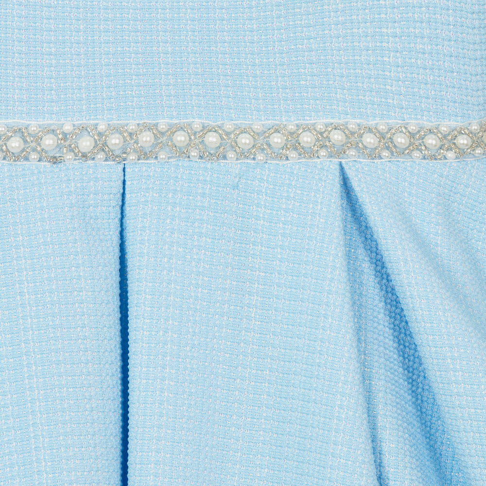 David Charles-Girls Shimmery Blue Dress | Childrensalon Outlet