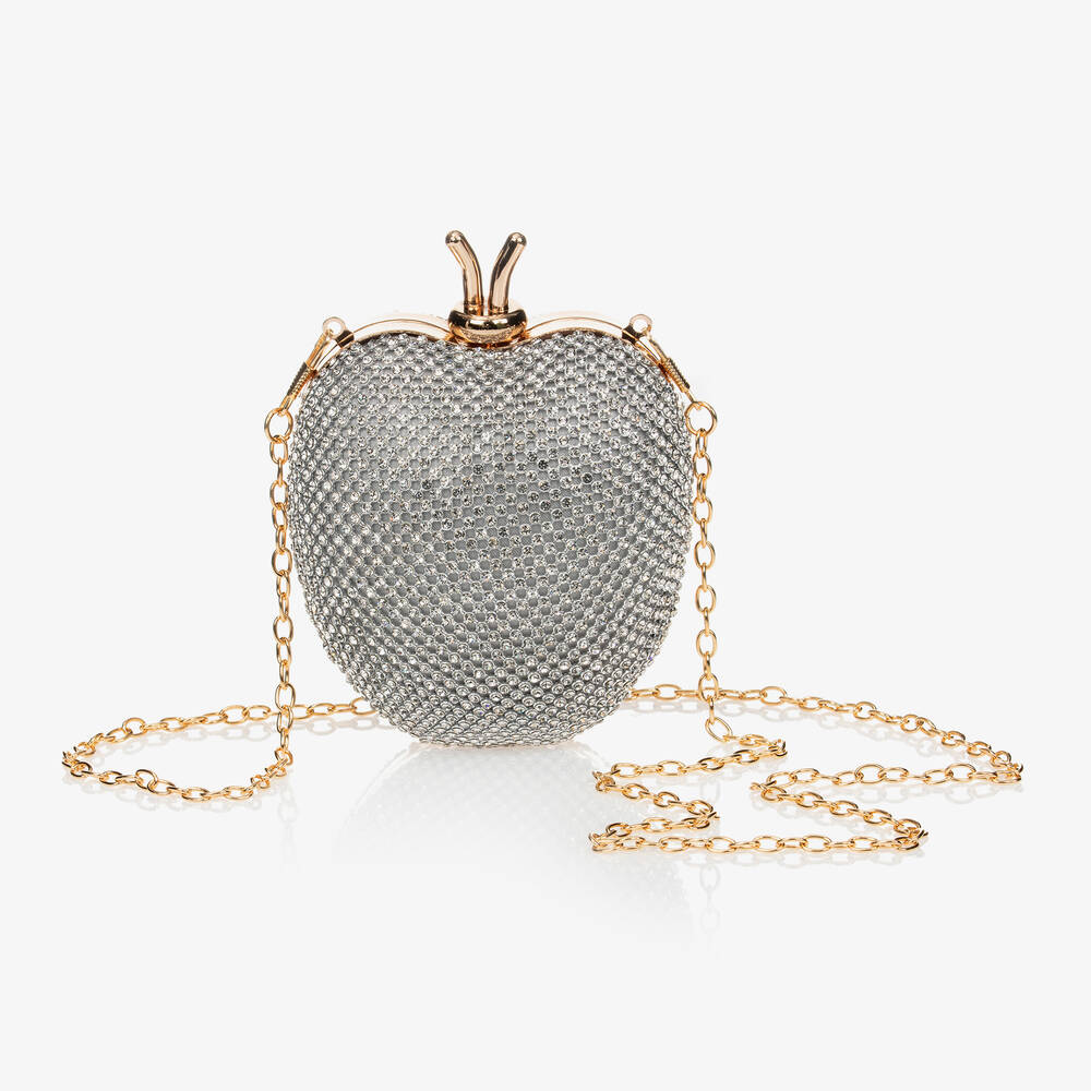 David Charles - Girls Silver Apple Bag (12cm) | Childrensalon