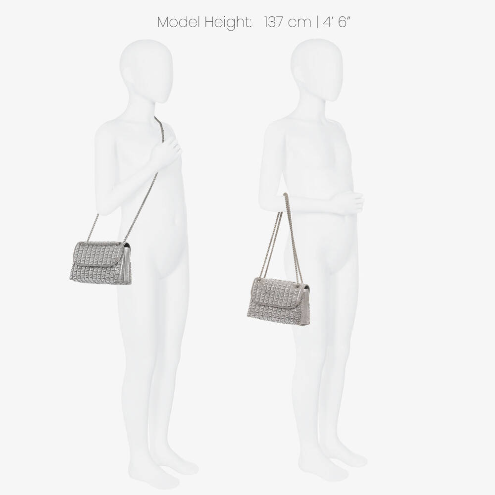 David Charles-Girls Silver Diamanté Embellished Bag (20cm) | Childrensalon Outlet
