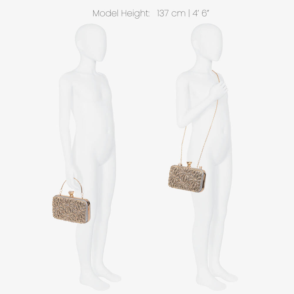 David Charles-Girls Silver Glitter & Gold Flower Bag | Childrensalon Outlet