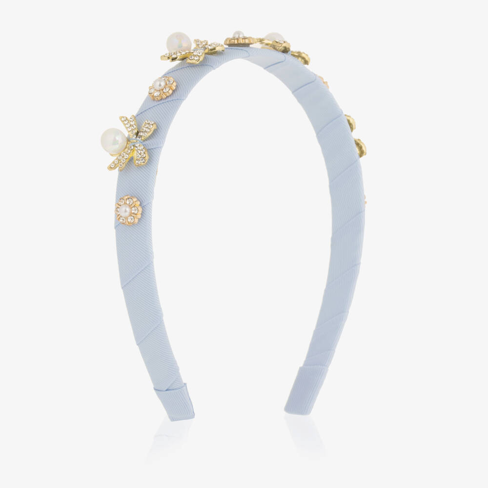 David Charles-Girls Sparkling Blue Charm Headband | Childrensalon Outlet