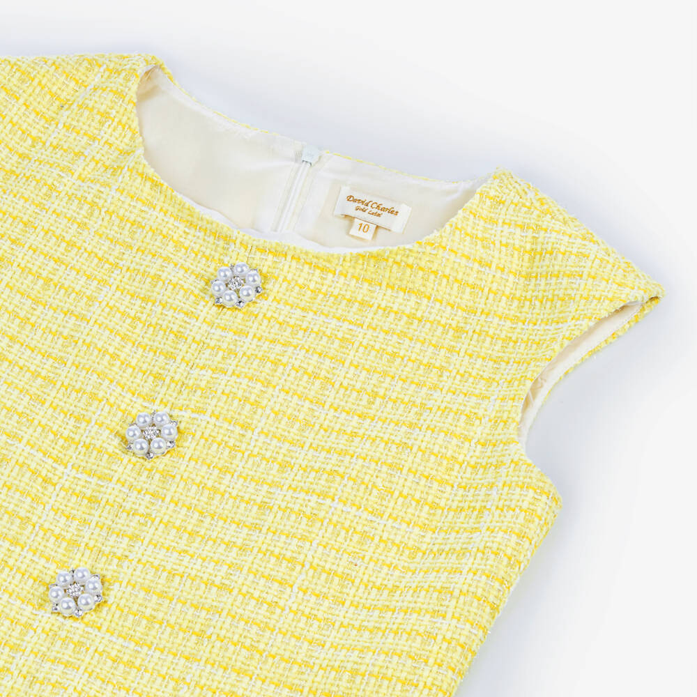 David Charles-Girls Sunshine Shimmer Tweed Gown | Childrensalon Outlet