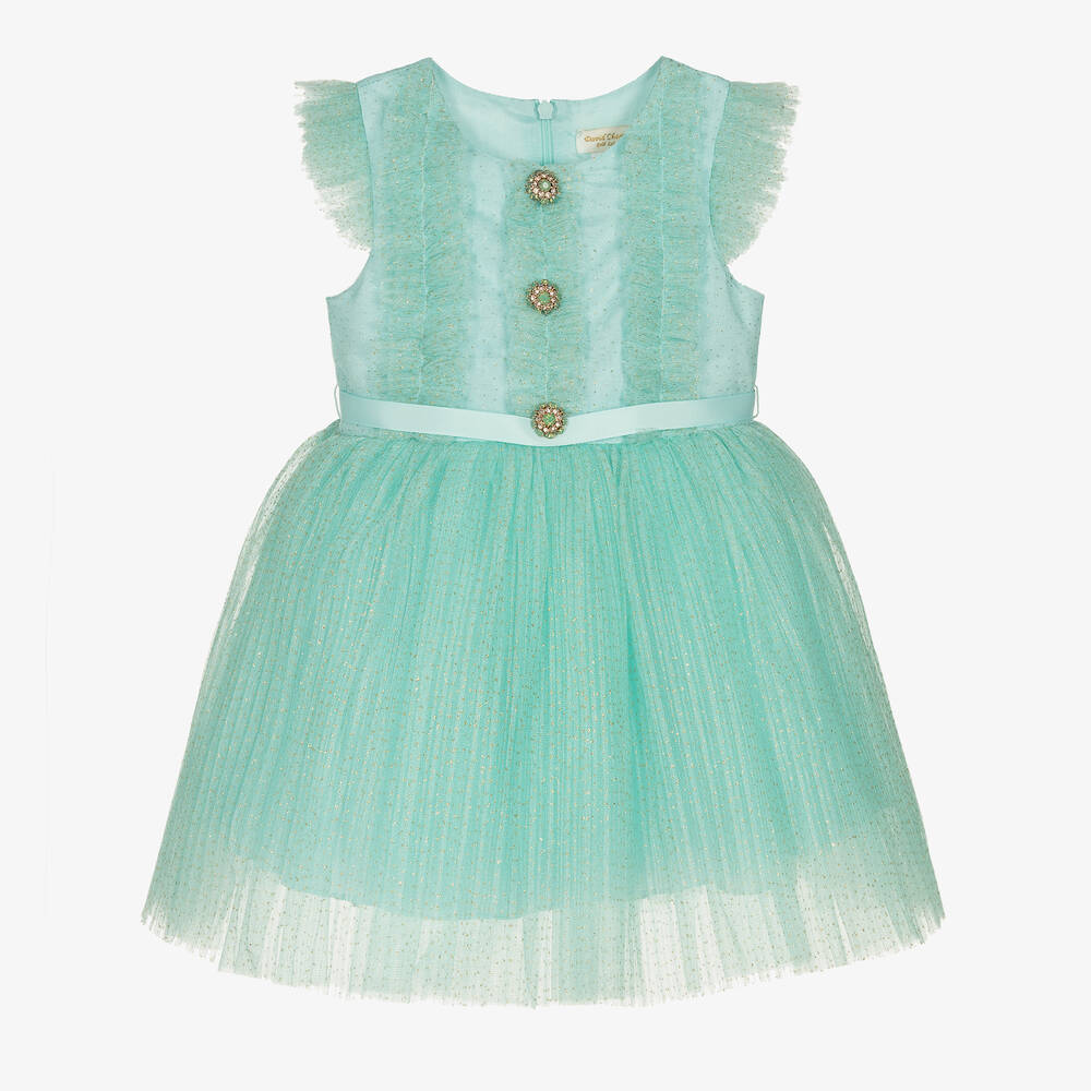 David Charles - Girls Turquoise Blue Tulle Dress | Childrensalon
