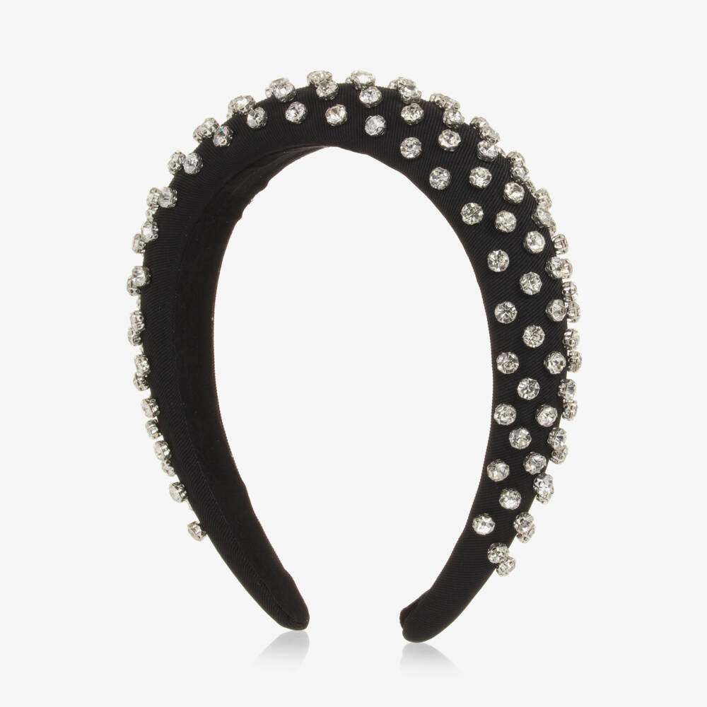 David Charles-طوق شعر للبنات مرصع بالجواهر اللامعة باللون الأسود | Childrensalon Outlet