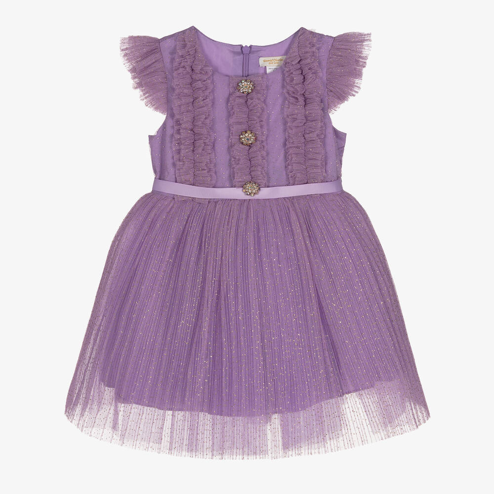 David Charles-Girls Violet Purple Tulle Dress | Childrensalon Outlet