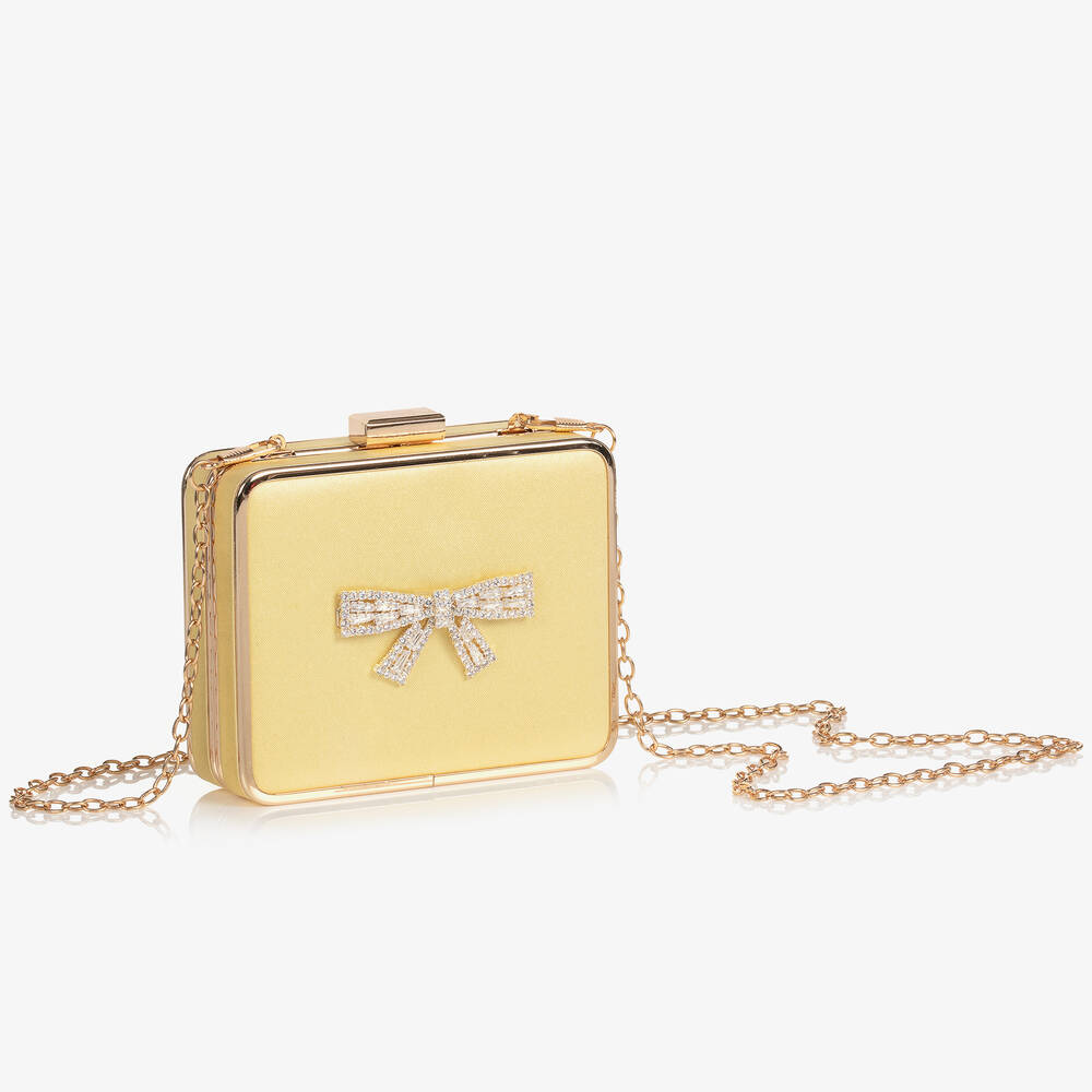 David Charles-Girls Yellow Crystal Bow Bag (12cm) | Childrensalon Outlet