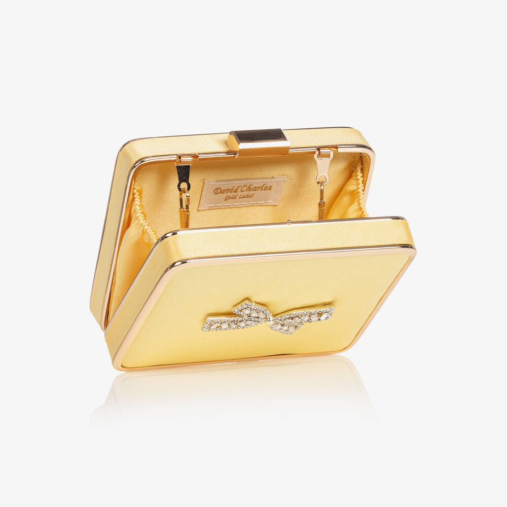David Charles-Girls Yellow Crystal Bow Bag (12cm) | Childrensalon Outlet
