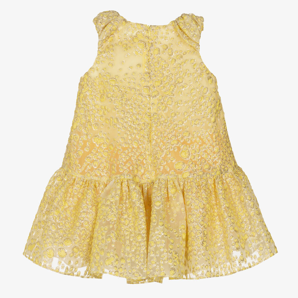 David Charles-Желтое жаккардовое платье из органзы | Childrensalon Outlet