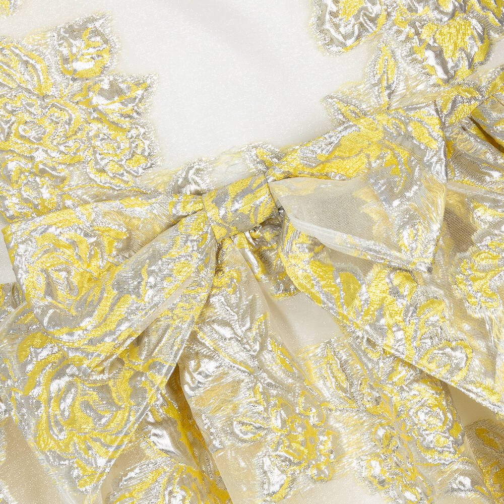 David Charles-Girls Yellow Organza Floral Dress | Childrensalon Outlet