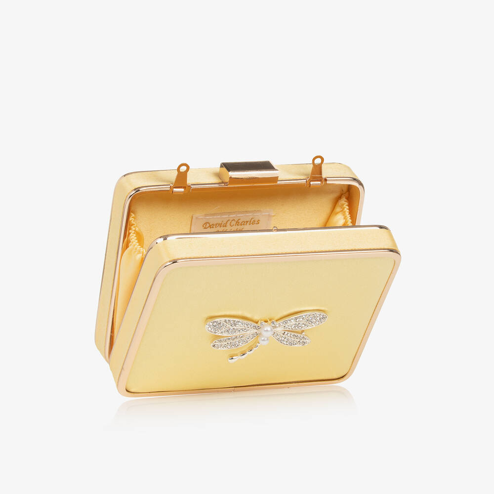 David Charles Girls Yellow Satin Dragonfly Handbag 12cm Childrensalon Outlet