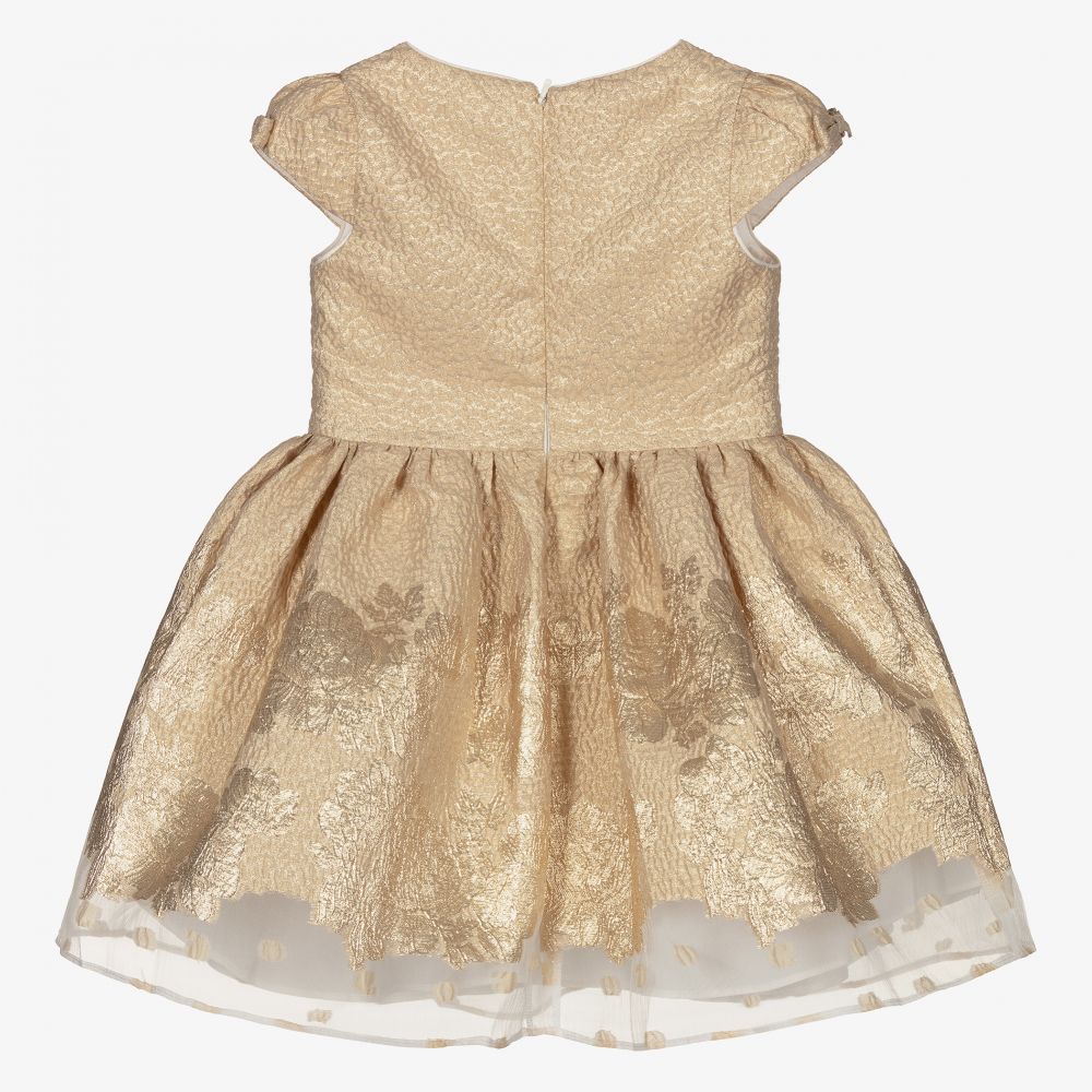 David Charles-Золотистое платье из парчи с цветами | Childrensalon Outlet