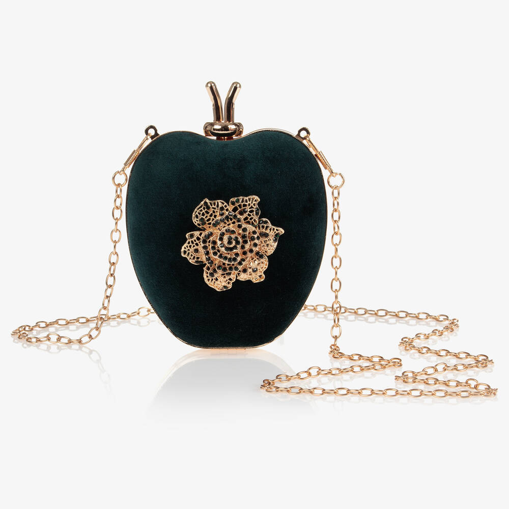David Charles - Green Velvet Apple Bag (12cm) | Childrensalon
