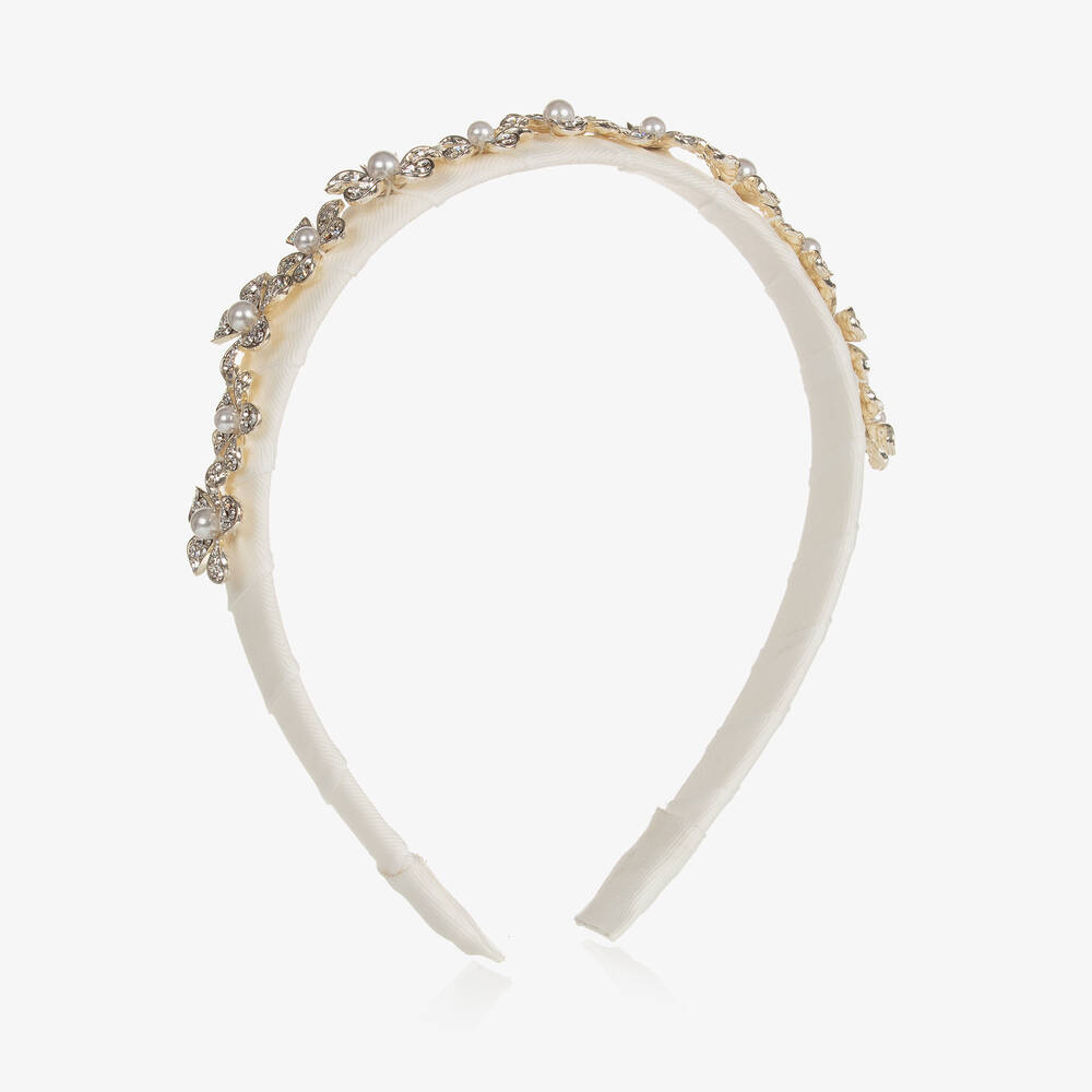 David Charles - Haarband Strass Perlen Elfenbein | Childrensalon